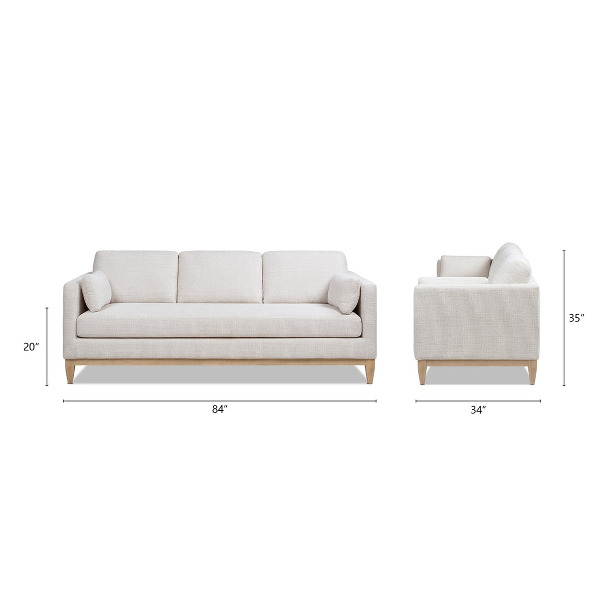 Knox Modern Farmhouse Sofa, Light Beige Chenille with Pinewood Frame - OROA Online Furniture