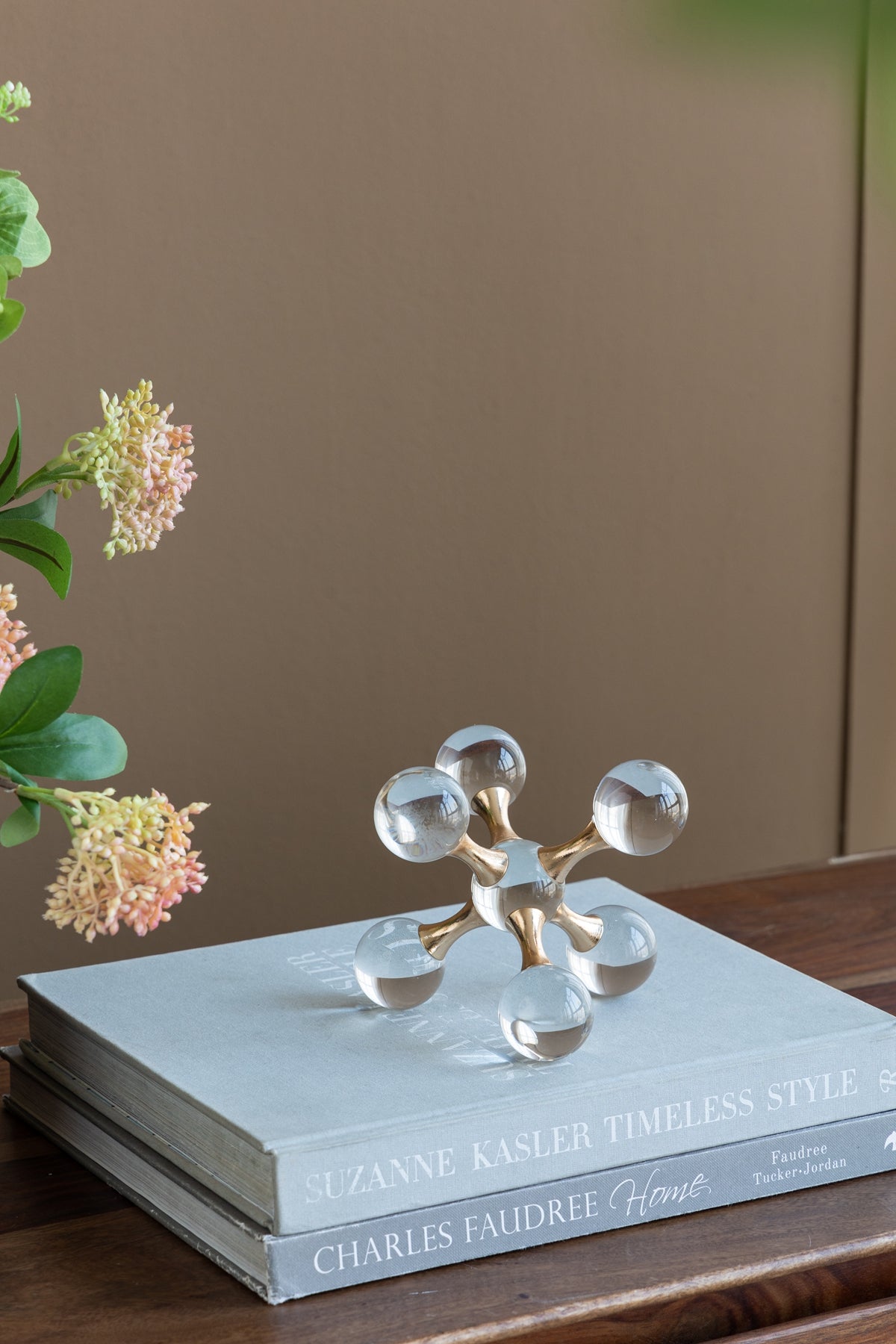 Clear Glass and Gold Finish Decorative Sculpture