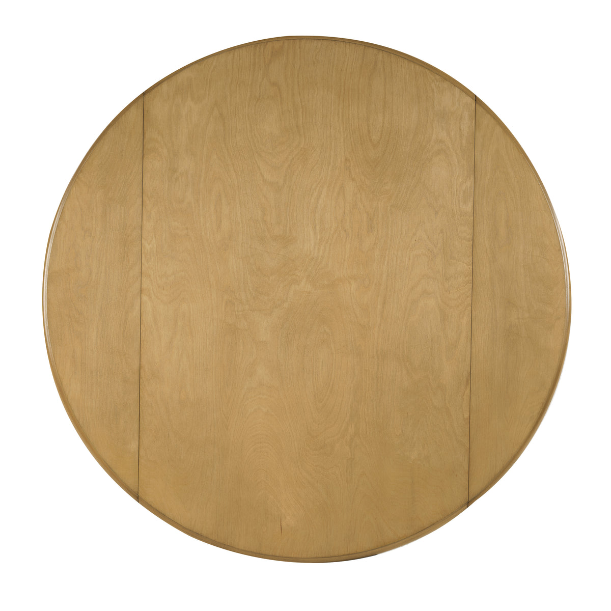 Natural Birch Veneer Round Drop-Leaf Dining Table — top view