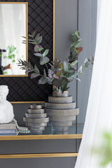Multi-Tiered Geometric Vase with Smoked Blue Finish (S/2)