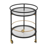 Modern Round Bar Cart with Tempered Glass Shelves and Gold Accents - OROA Online Furniture