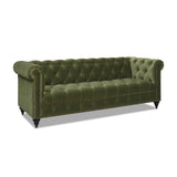 Green Velvet Sofa with Antique Brass Nailheads 