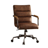 Harith Retro Brown Top Grain Leather Office Chair | OROA