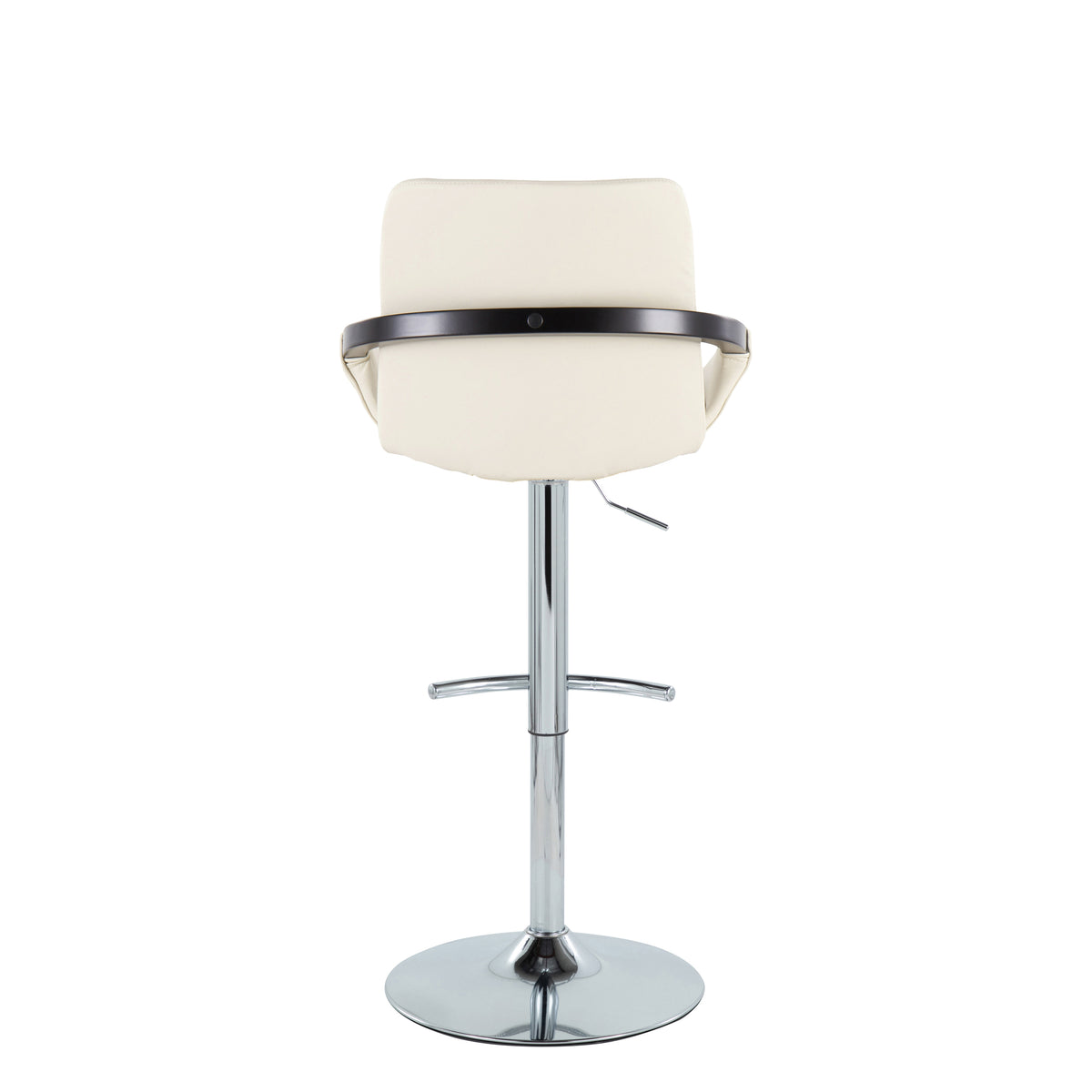 Cream Faux Leather Adjustable Swivel Barstools — rear view