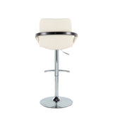 Cream Faux Leather Adjustable Swivel Barstools — rear view