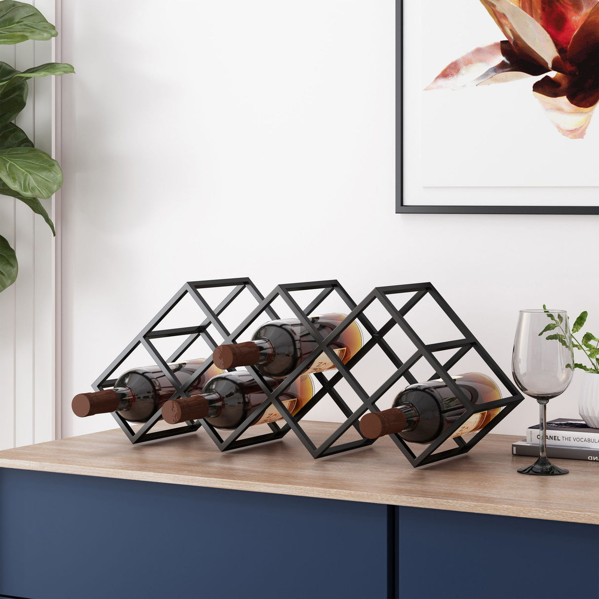 Industrial Tabletop Wine Rack - 7 Bottle Holders - OROA