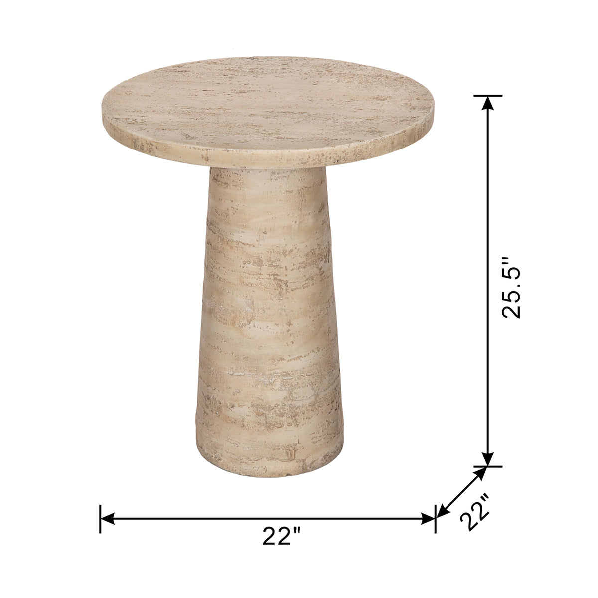 Textured Cream Round Pedestal Side Table – OROA, view 7
