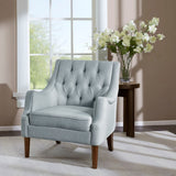 Qwen - Button Tufted Accent Chair Dusty Blue - OROA