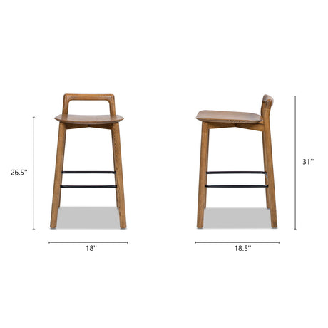 Minimalist Low Back Walnut Counter Stool | OROA