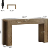 Slim Vertical Slat Console Table Rustic - OROA