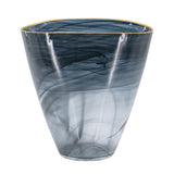 Smokey Black Glass Vase with Gold Rim
