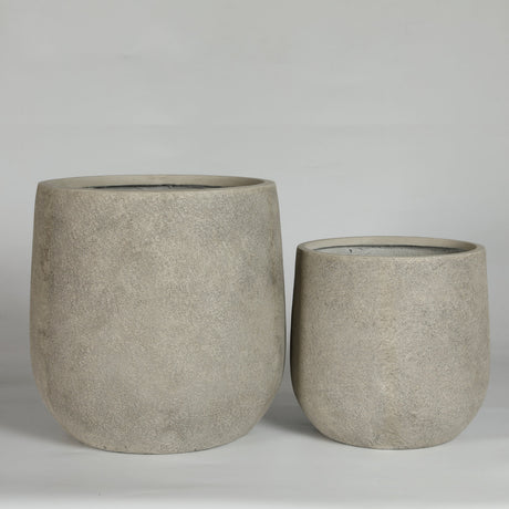 Round Concrete Planter (S/2) - Antique Grey