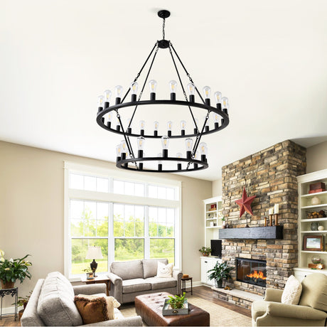 Black Wagon Wheel Chandelier | OROA