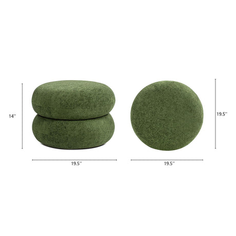 Nest - Round Upholstered Moss Green Ottoman - OROA