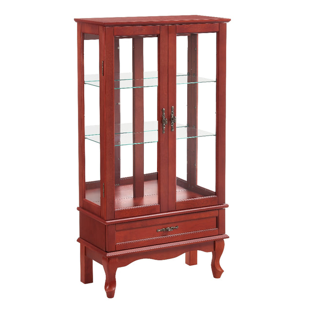 Cherry Wood Illuminated Display Cabinet 