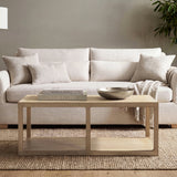 Ellis Reclaimed Pine Open Frame Coffee Table with Lower Shelf, Light Natural Cerused - OROA Online Furniture
