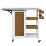 Foldable Outdoor Kitchen Island Patio Prep Station - White