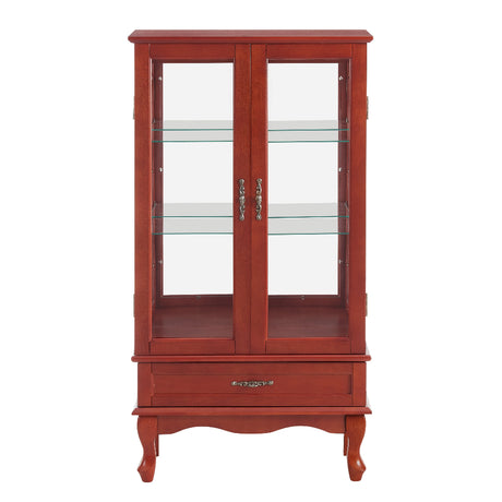 Cherry Wood Illuminated Display Cabinet 