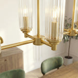 Island With Clear Ribbed Pendant Lamp Satin - Antique Brass - OROA