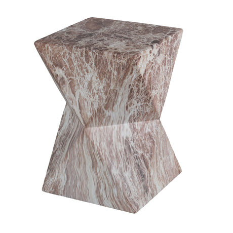Round Outdoor Geometric End Table Marble | OROA