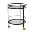 Modern Round Bar Cart with Tempered Glass Shelves and Gold Accents - OROA Online Furniture