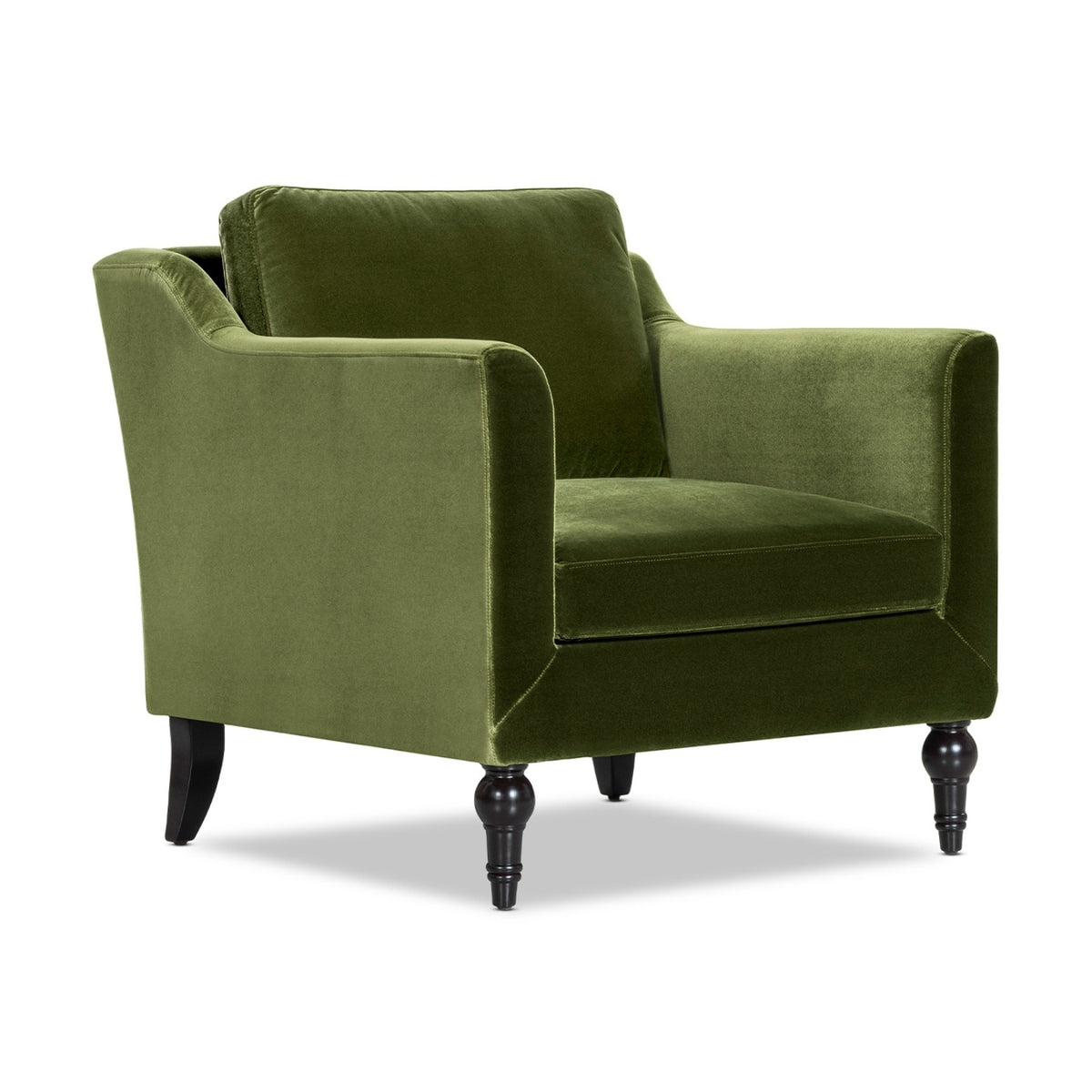 Josephine Upholstered Accent Chair with Wooden Legs, Olive Green Performance Velvet - OROA Online Furniture