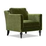 Josephine Upholstered Accent Chair with Wooden Legs, Olive Green Performance Velvet - OROA Online Furniture
