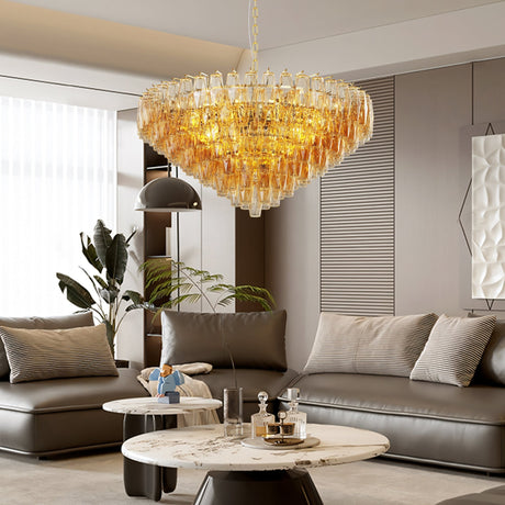 Extra Large 14-Light Gold Modern Round Chandelier