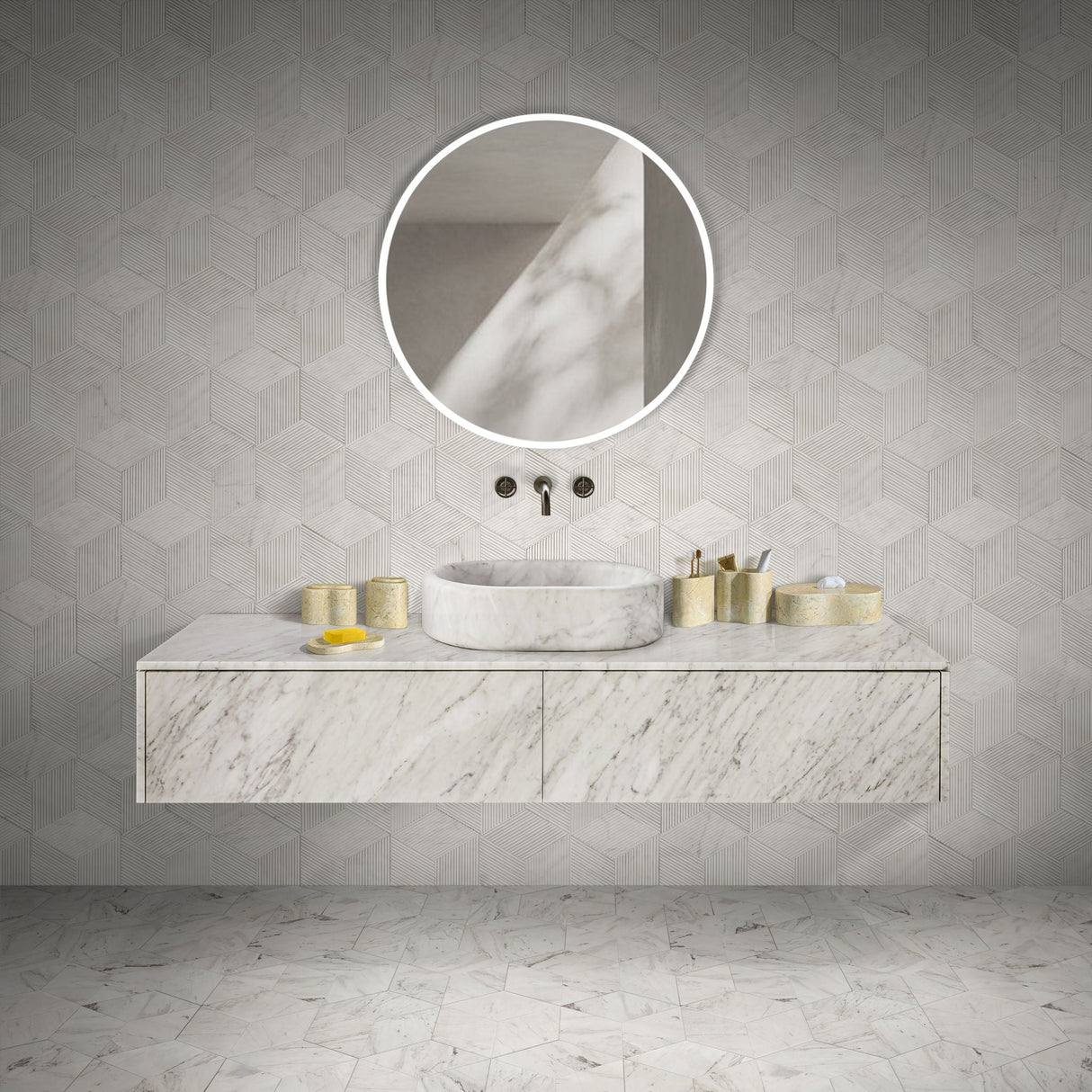 Elegant Marble Bathroom Accessories Set - OROA (S/6)