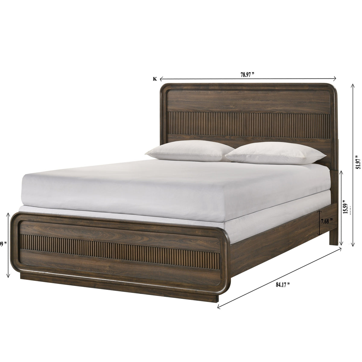 Brown Mid Century Wood King Bed – OROA, view 5