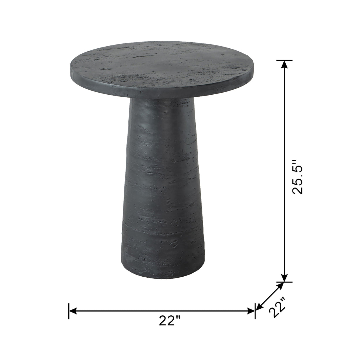 Textured Black Round Pedestal Side Table – OROA, view 6