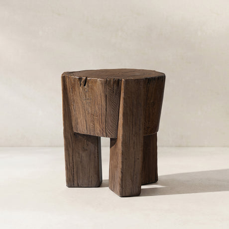Brown Sculptural Wood Accent Table | Catchy