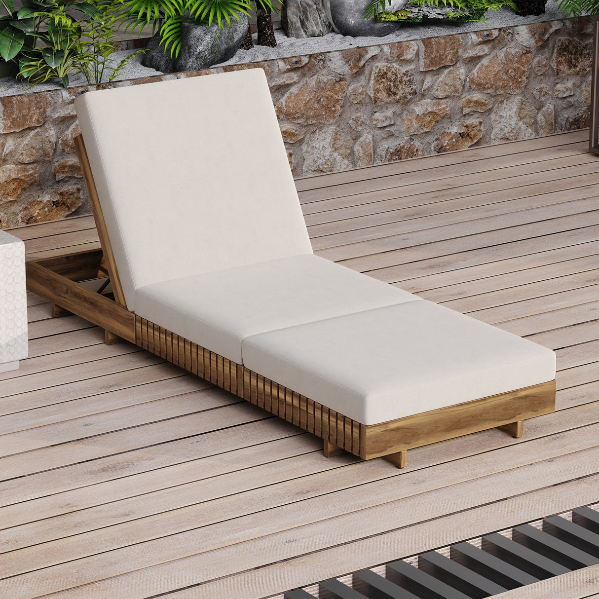 Lounge Chaise Set, Acacia Solid Wood - OROA