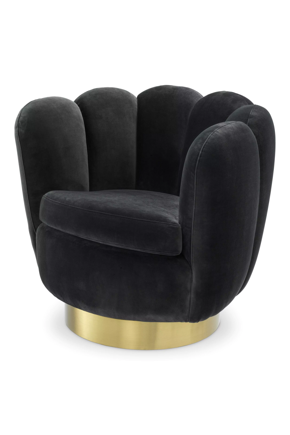 Gray Velvet Scalloped Swivel Chair | Eichholtz Mirage | Oroa.com