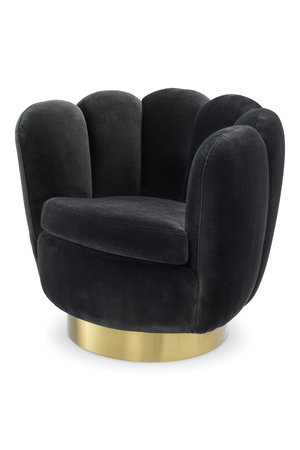 Gray Velvet Scalloped Swivel Chair | Eichholtz Mirage | Oroa.com