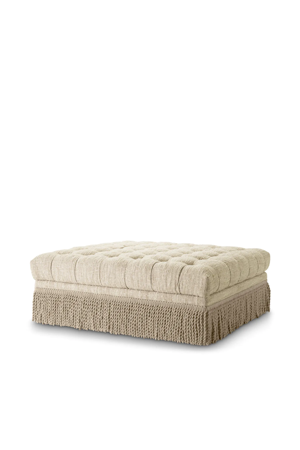 Cream Boucle Tufted Fringe Ottoman | Eichholtz Dorantes | Oroatrade.com