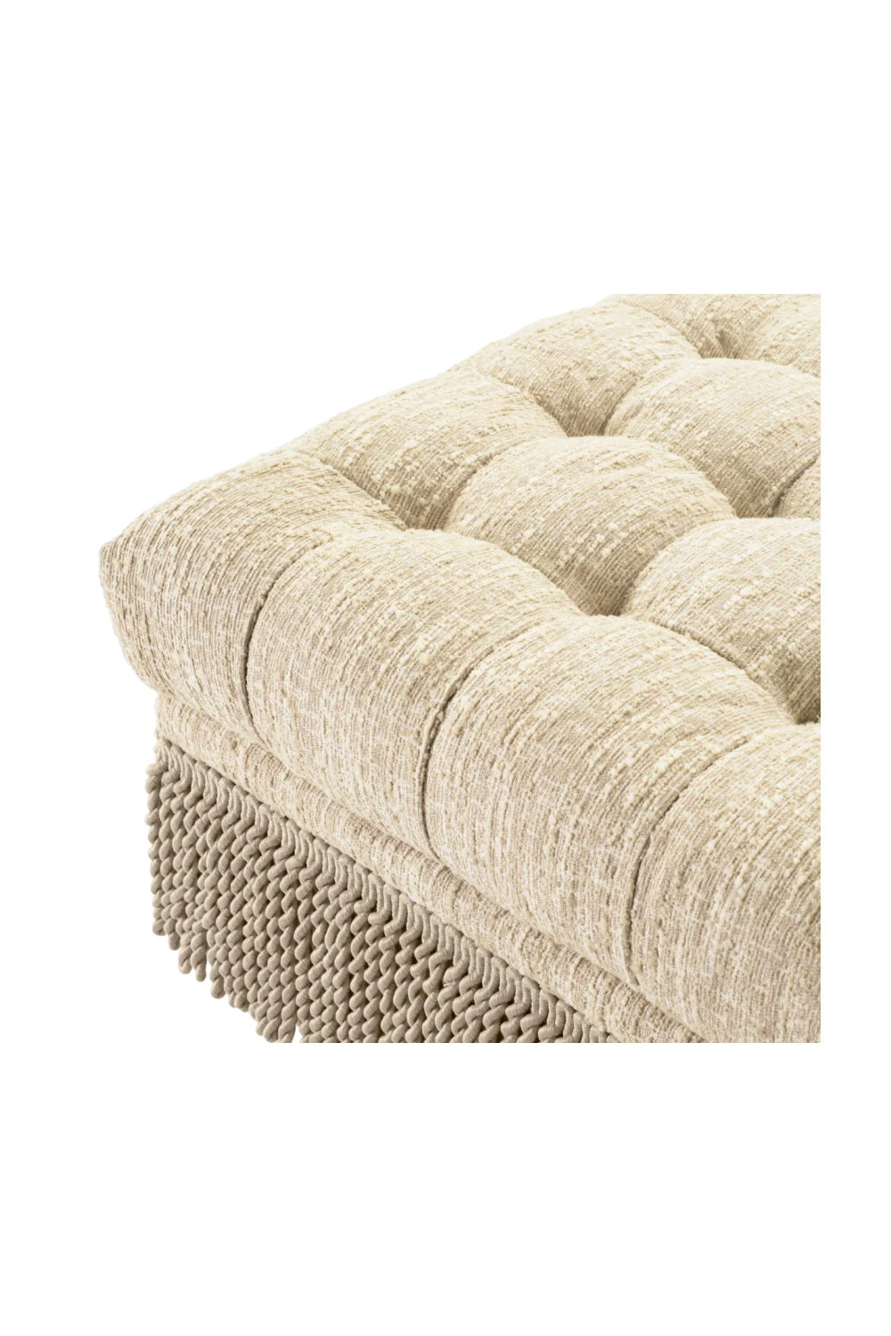 Cream Boucle Tufted Fringe Ottoman | Eichholtz Dorantes | Oroatrade.com