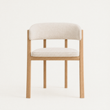 Avila Dining Chair in Alpine White upholstery and Natural Oak, designed by Francesco Meda.