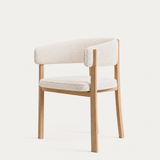 Alpine White and Natural Oak Avila Dining Chair with curved upholstered backrest.