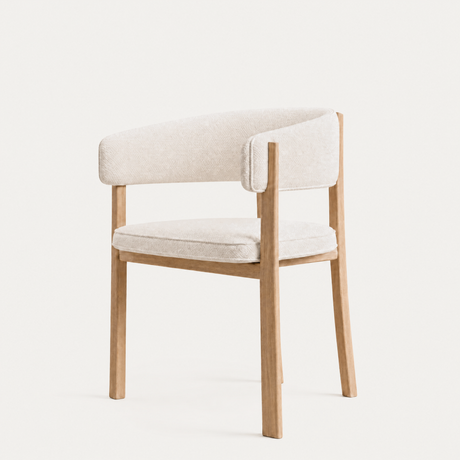 Alpine White and Natural Oak Avila Dining Chair with curved upholstered backrest.