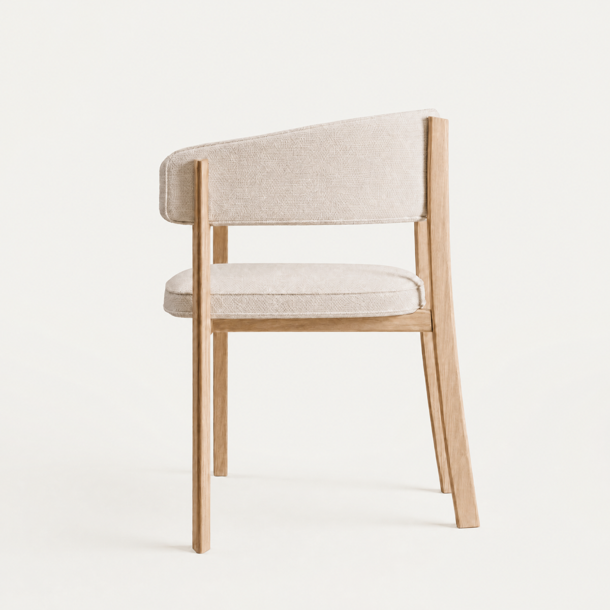 Avila Dining Chair by Francesco Meda in Alpine White fabric and a Natural Oak frame.