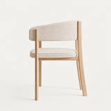 Avila Dining Chair by Francesco Meda in Alpine White fabric and a Natural Oak frame.