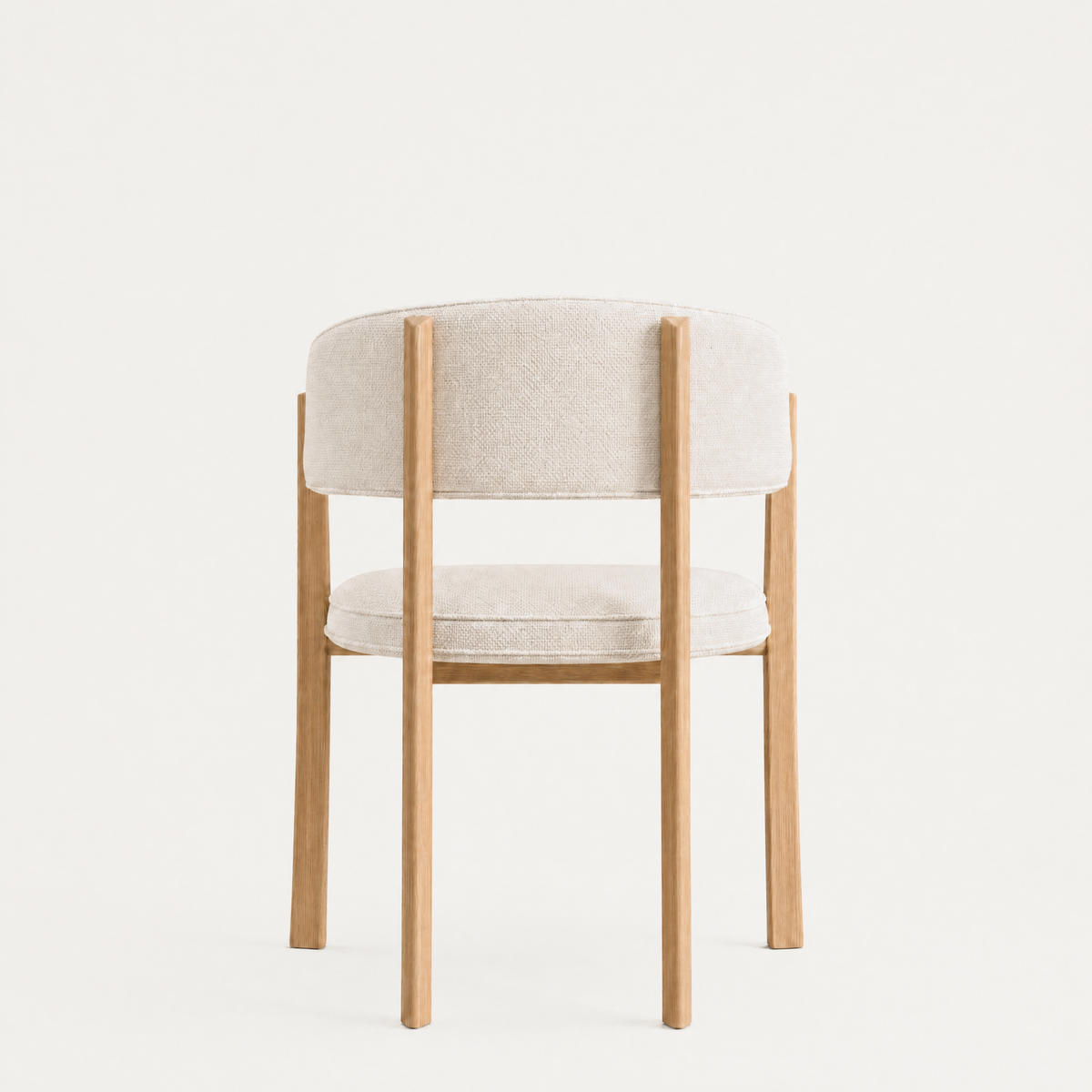 Solid Natural Oak frame and Alpine White upholstery on the Avila Dining Chair.