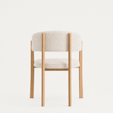 Solid Natural Oak frame and Alpine White upholstery on the Avila Dining Chair.