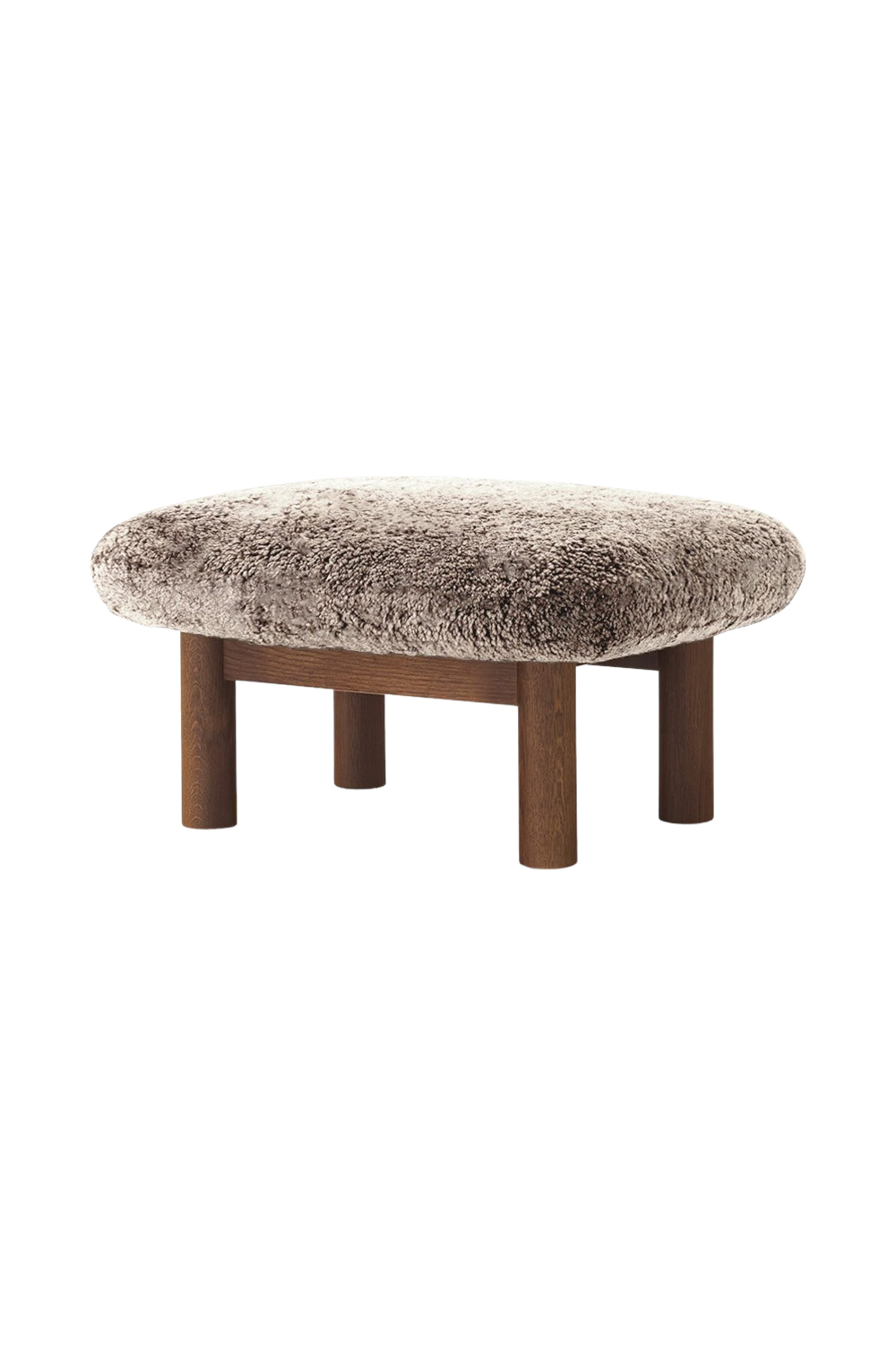Wooden Leg Sheepskin Ottoman | Audo Copenhagen Brasilia | Oroa.com