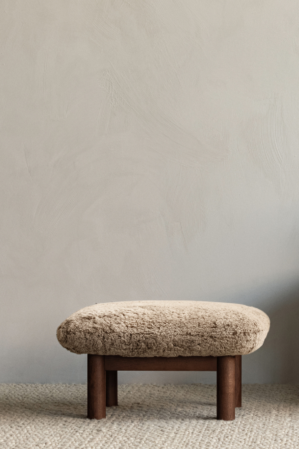 Wooden Leg Sheepskin Ottoman | Audo Copenhagen Brasilia | Oroa.com