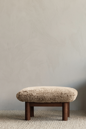 Wooden Leg Sheepskin Ottoman | Audo Copenhagen Brasilia | Oroa.com