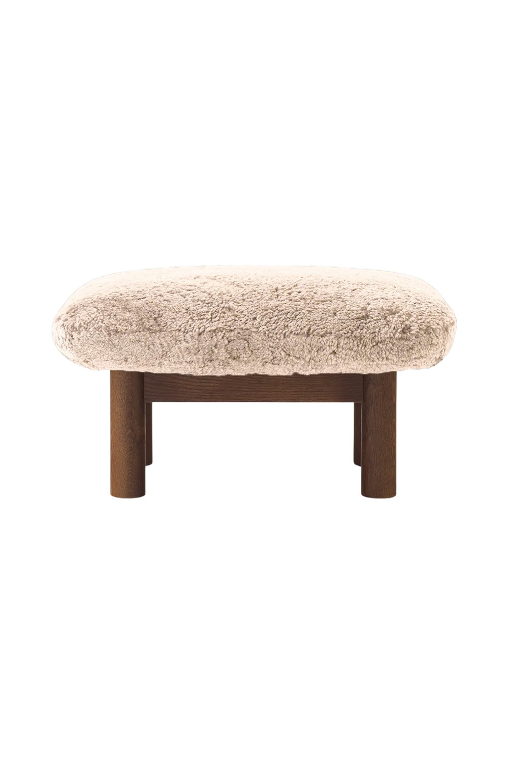 Wooden Leg Sheepskin Ottoman | Audo Copenhagen Brasilia | Oroa.com