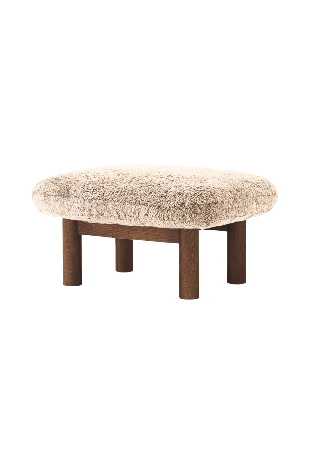 Wooden Leg Sheepskin Ottoman | Audo Copenhagen Brasilia | Oroa.com