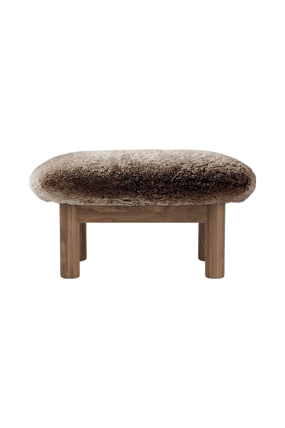 Wooden Leg Sheepskin Ottoman | Audo Copenhagen Brasilia | Oroa.com
